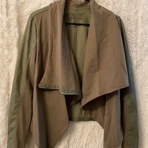 Blank NYC Olive Drape Fabric/Leather Jacket